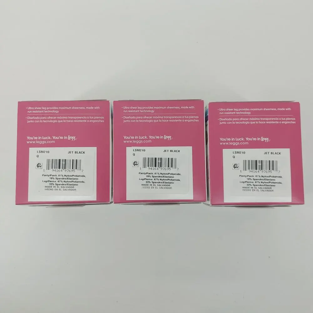 Leggs Jet 6 Pairs Tights Black Q Silken Mist Ultra Sheer Legs Control Top 3 Box